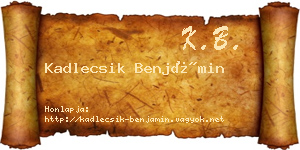 Kadlecsik Benjámin névjegykártya