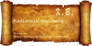 Kadlecsik Benjámin névjegykártya